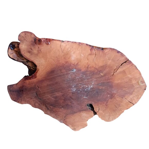 Vintage Handcrafted Wooden Burl & Glass Dolphin Sculpture 5" Desk Decor Hawaii - Picture 5 of 7